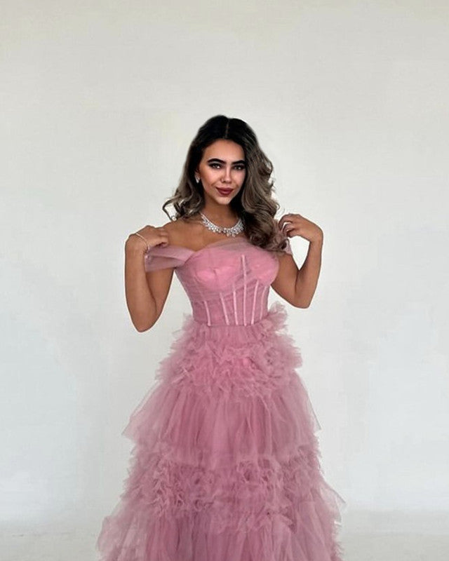 Pale Pink Ruffle Ball Gown