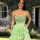 Sage Green Chiffon Ruffle Dress