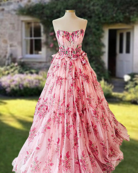 Pink Floral Print Dress
