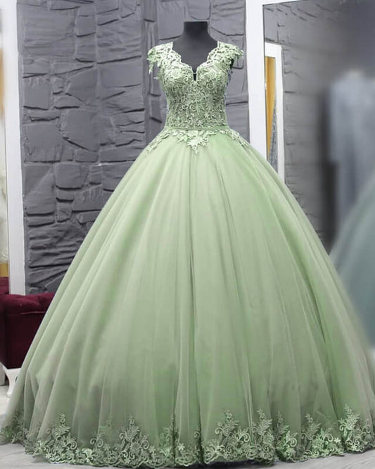 Sage Tulle 15 Ball Gown