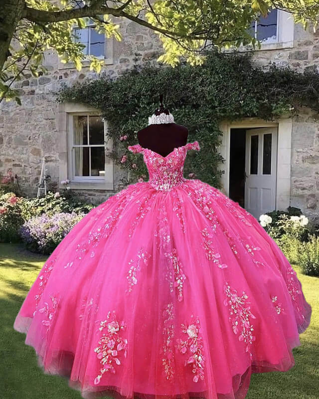 Lace Off The Shoulder Ball Gown Dress