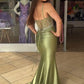 Mermaid Embroidery V Neck Satin Split Dress