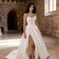 Beach Satin Wedding Dress With Slit