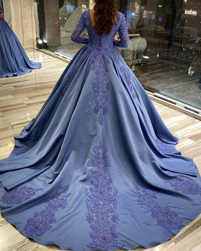 Dusty Blue Bardot Embellished Maxi Dress | SilkFred