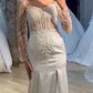 Mermaid Removable Train Wedding Dress With Sleeves