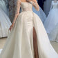 Mermaid Removable Train Wedding Dress With Sleeves