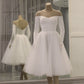 Tea Length Tulle Wedding Dress With Sleeves