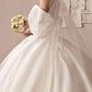 Ball Gown Satin Off Shoulder Bridal Satin Dress