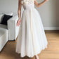 Flowers Strapless Midi Tulle Wedding Dress