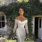 Mermaid Satin Wedding Dress Lace Sleeves