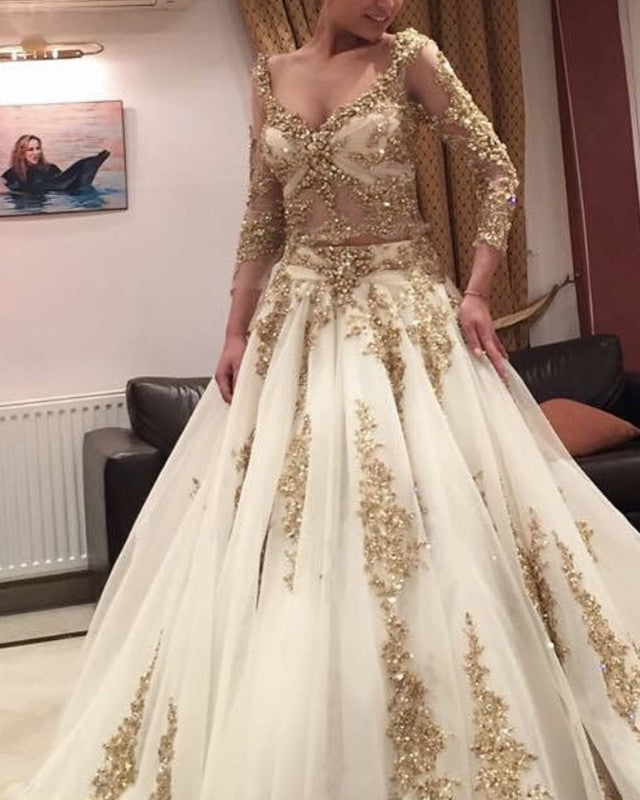 Elegant Golden Wedding Dress