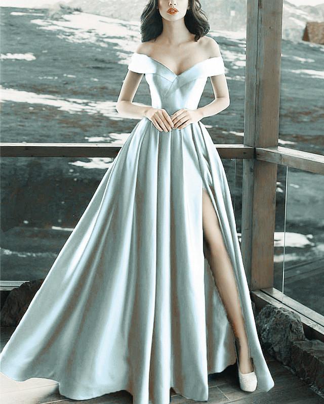 Long-Silver-Evening-Dresses-V-neck-Prom-Formal-Gowns