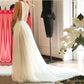 Tulle Wedding Dress Plunge Neck Open Back