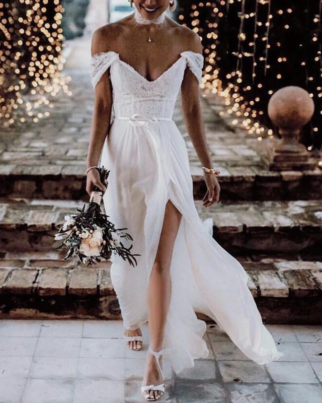 Beach Wedding Gowns 2019 With Slit