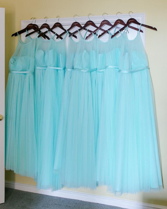 Aqua-Blue-Long-Tulle-Bridesmaid-Dresses-Halter-Top