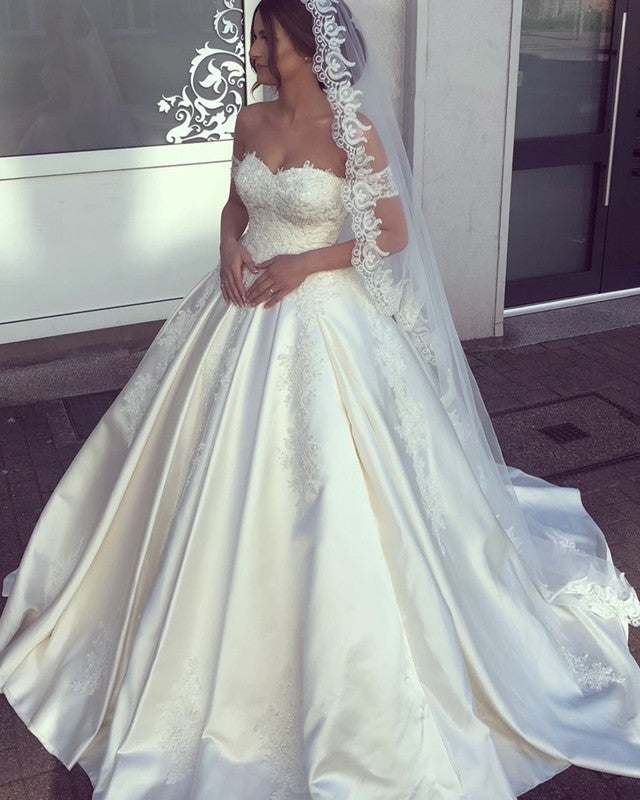 off-the-shoulder satin ball gown wedding dress product info and reviews Elegant Satin Wedding Dresses Lace Off The Shoulder Ball Gown – Lisposa