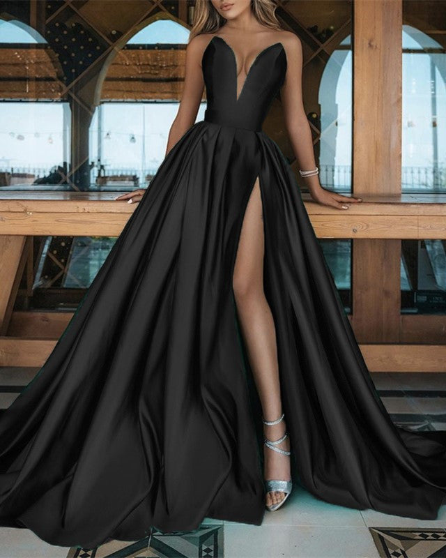 Black Satin Bridesmaid Dresses