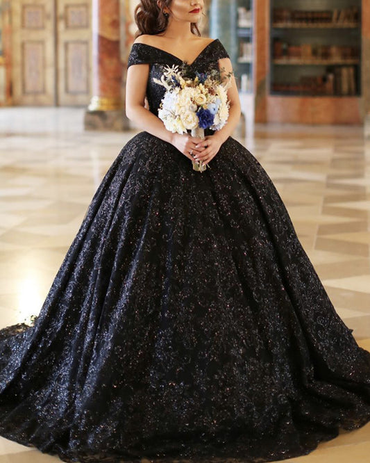 Black Sparkly Wedding Dresses