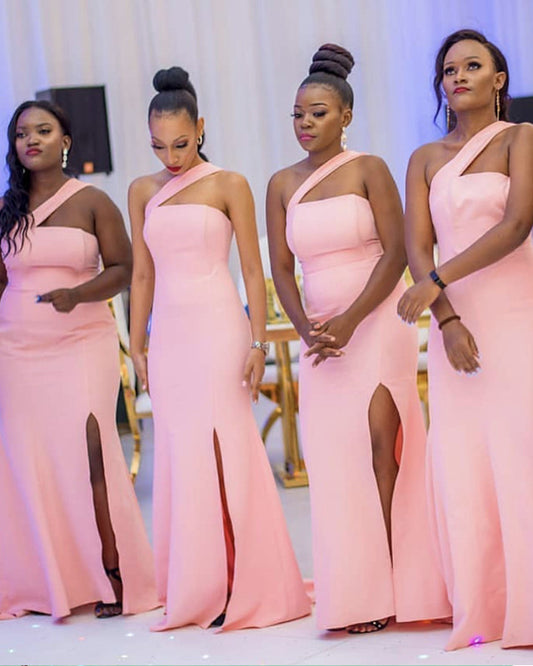 Blush Bridesmaid Dresses One Shoulder