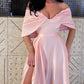 Blush Pink Prom Dresses Satin Split