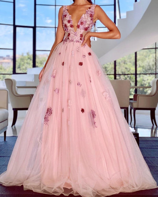 Blush Tulle Prom Dresses