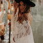 Boho Lace Wedding Dresses Mermaid Sweetheart Puffy Sleeves