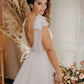 Boho Tulle Flowy Wedding Dress V Neck