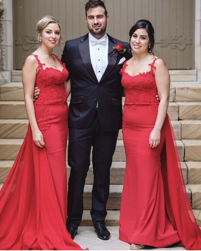 Mermaid Bridesmaid Dress Red