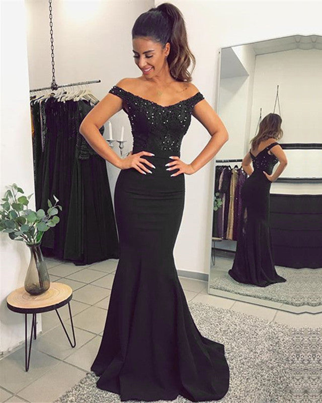 Mermaid Off The Shoulder Bridesmaid Dresses Lace Train – Lisposa