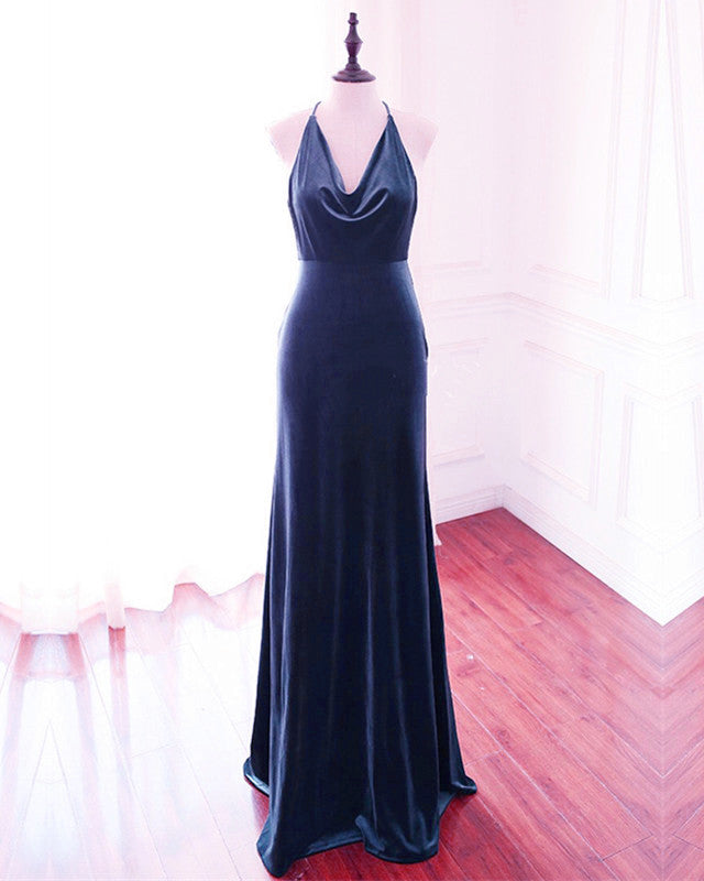 Steel Blue Velvet Dresses