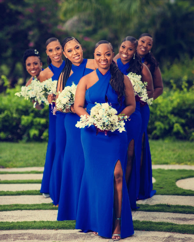 Halter Mermaid Bridesmaid Dresses Split
