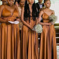 Tan Satin Bridesmaid Dresses