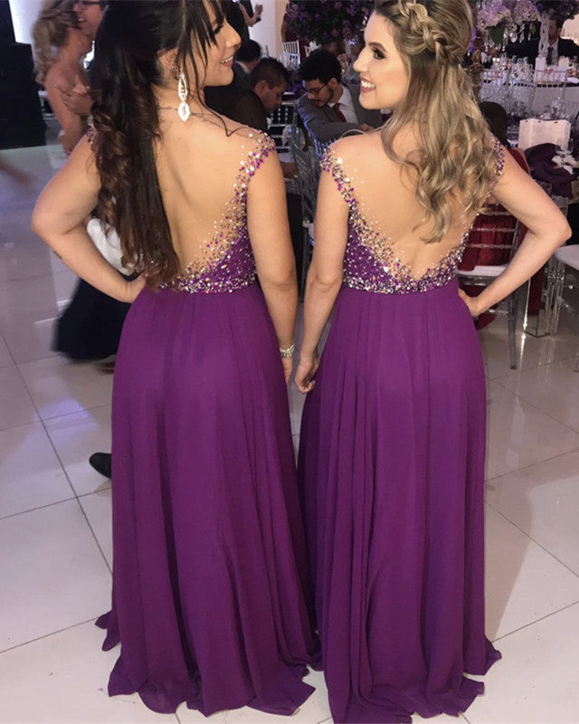 Sheer Back Bridesmaid Dresses