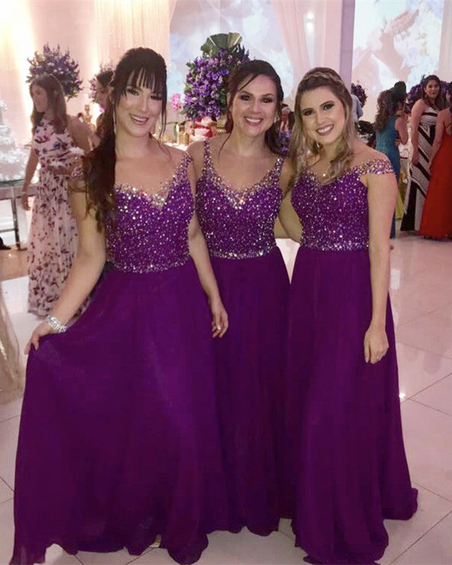 Purple Long Chiffon Dresses