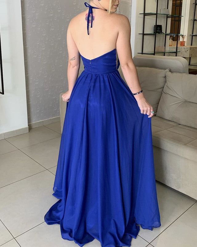 Backless Bridesmaid Dresses Blue