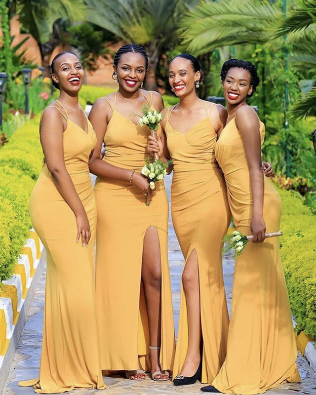 mustard yellow bridesmaid dress A-line Chiffon Floor-Length Dresses Pleats and graceful movement practically burst from the Robina dress Yellow Bridesmaid Dresses | Pale