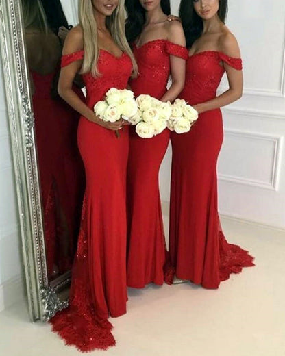 Red Bridesmaid Dresses Mermaid