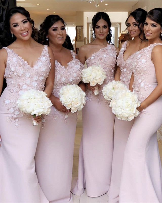 Pink Satin Bridesmaid Dresses