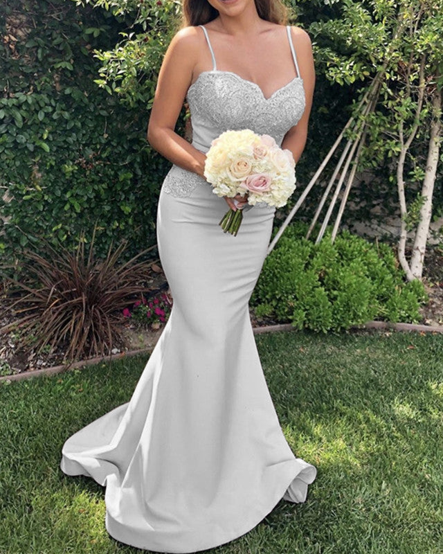 Silver Bridesmaid Dresses Sweetheart Mermaid