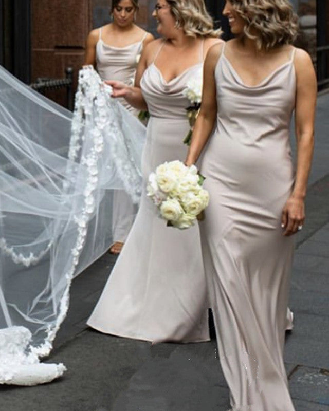 Sheath Bridesmaid Dresses Nude