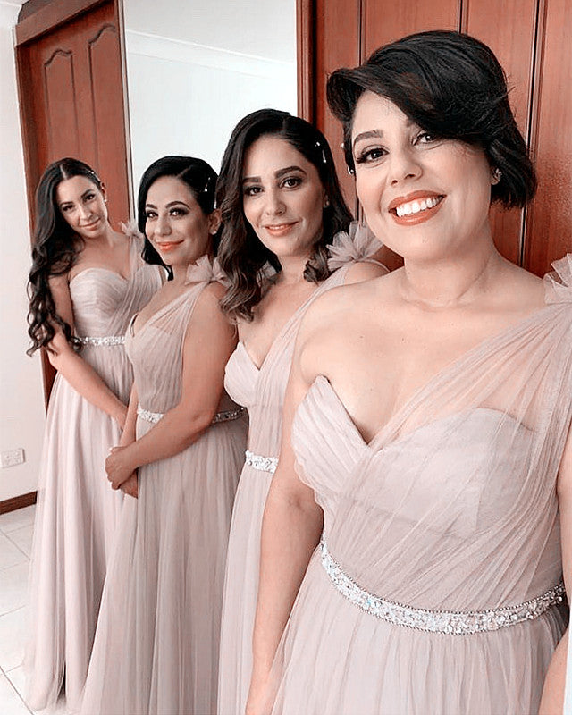 Nude Bridesmaid Dresses One Shoulder