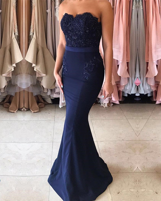 Navy Blue Mermaid Bridesmaid Dresses