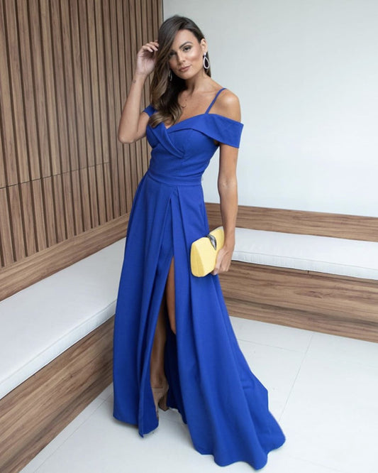 Royal Blue Bridesmaid Dresses Cold Shoulder