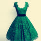Green Lace Bridesmaid Dresses Tea Length
