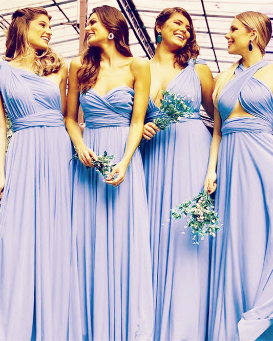 Light Blue Chiffon Bridesmaid Dresses Mismatched