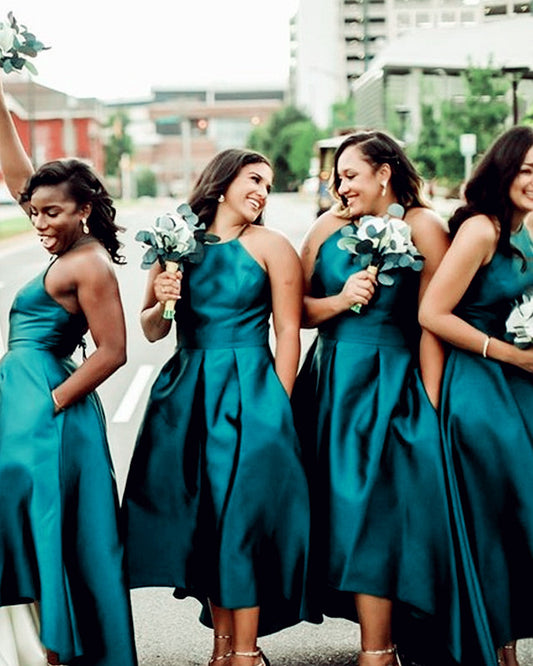 Teal Bridesmaid Dresses Asymmetric