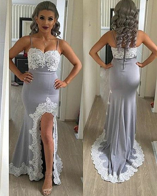 Ivory Lace Sweetheart Bridesmaid Dresses Mermaid Split