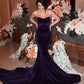 Purple Velvet Bridesmaid Dresses Mermaid