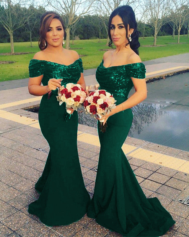 Green Mermaid Bridesmaid Dresses Sparkle