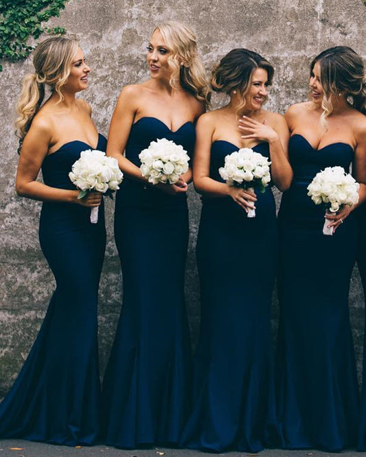 Navy Blue Mermaid Bridesmaid Dresses